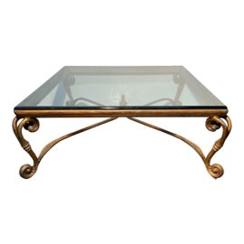 Classic Louis Style Glass + Copper Finish Coffee Table