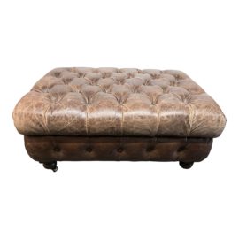Restoration Hardware Cambridge Distressed Leather Ottoman. Original Price: $2,395