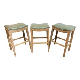 Faux Leather Barstools, a Set of Three