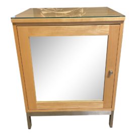Room & Board Linear Stainless Steel + Maple Custom Mirrored Cabinet. Original Price: $1,300