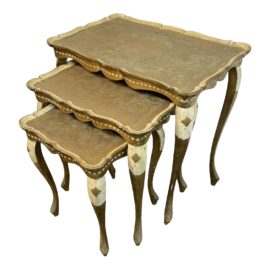 Gilded + Painted Nesting Tables, Set of Three