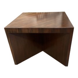 Custom Design Mahogany X Base Side Table. Original Price: $2,000