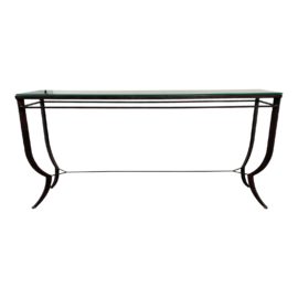 Rustic Chic Metal Frame + Glass Top Console