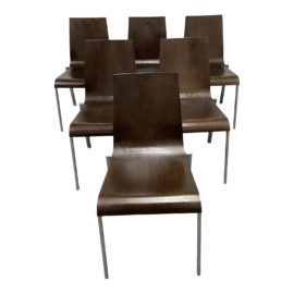 Ligne Roset Molded Wood Stackable Side Chairs - Set of Six