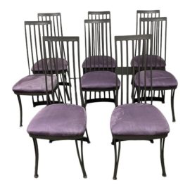 Custom Heavy Gauge Steel + Upholstered Side Chair - Set of Eight. Original Price: $8,000