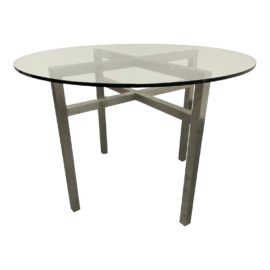 Room & Board Benson Round Glass + Stainless Steel Dining Table. Original Price: $660