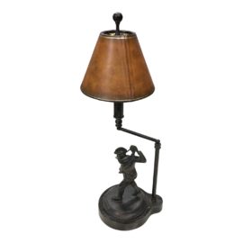 Late 20th Century Bronze Finish Golfer Table Lamp