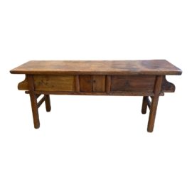 Mid 20th Century Solid Elm Asian Console