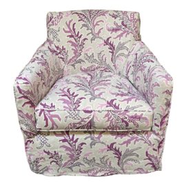 A. Rudin No. 671 Botanical Print Linen Arm Chair