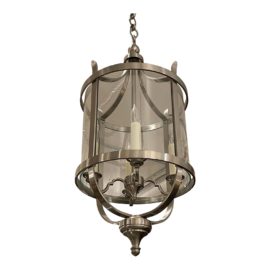 Contemporary Silver Finish Four-Light Lantern Pendant