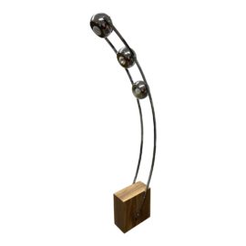 Late 20th Century Robert Sonneman Style Chrome + Walnut Floor Lamp