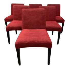 Set of Six Contemporary Red Upholstered Dining Chairs