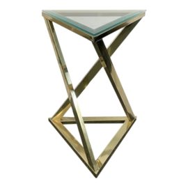 Late 20th Century Small Brass + Glass Side Table