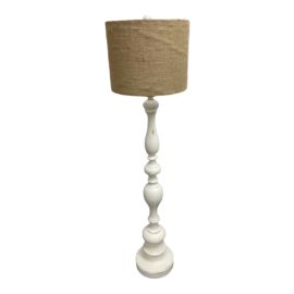 Shabby Chic Distressed White Finish Wood Floor Lamp