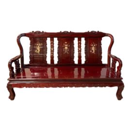 Mid 20th Century Rosewood Asian Influenced Sofa. Original Price: $2,000