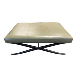 Jantar Mantar Custom Green Leather Ottoman. Original Price: $3,875