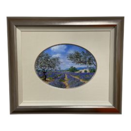 E. Fourcade "Lavendes en Provence" Oval Oil Painting - Framed. Original Price: $3,500
