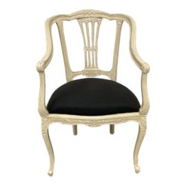 Shabby Chic Black Upholstered Arm Side Chair Made in Indonesia