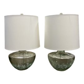 Contemporary Crackle Glass Table Lamps - a Pair
