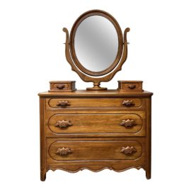 Davis Cabinet Company Lillian Russell Collection 1940's Walnut Vanity Dresser