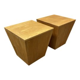 Pottery Barn Rustic Storage Wood Stools - a Pair