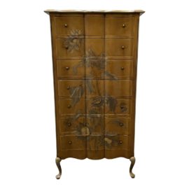 Vintage Seven Drawer Floral Chiffonier Dresser. Original Price: $2,000