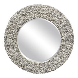 Late 20th Century Silvery Textured Round Mirror. Original Price: $500