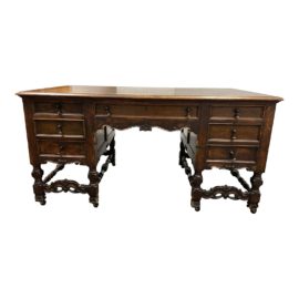 Antique Spindle Leg Partner Desk