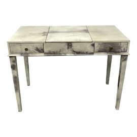 Jonathan Rachman Custom Parchment Wrap Vanity + Flip Up Mirror Desk