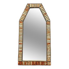 Vintage Moroccan Orange + Cream Tiled Large Wall Mirror