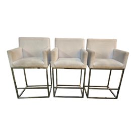 Restoration Hardware Emery Track Arm Fabric Counter Stool, Set of Three. Original Price: $3,799