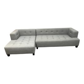 Contemporary Light Gray Tufted Two Piece Sectional Sofa