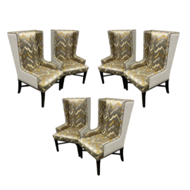 Set of Sic Custom Design Donghia "Hollywood" Embroidered Satin Chairs. Original Price: $12,000