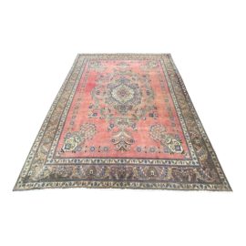 Vintage Persian Tabriz 100% Wool Area Rug - 9′8″ × 12′8″
