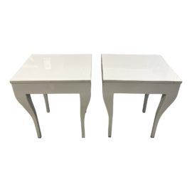 Jonathan Rachman Custom Light Grey Lacquer Side Tables - a Pair. Original Price: $4,082