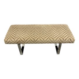 Kravet Custom Cut Velvet Zig Zag + Chrome Bench. Original Price: $2,400