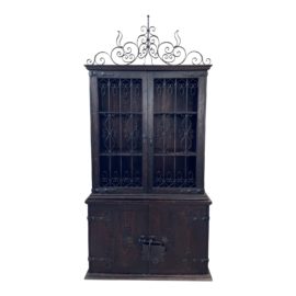 Artes De Mexico Wrought Iron + Wood Two Piece Armoire