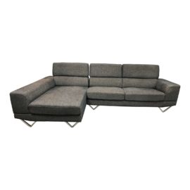 Contemporary Adjustable Headrest Two Piece Grey Sectional