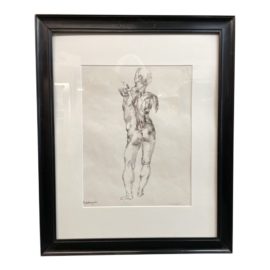 Margaret Strubel Ink Drawing, After Michelangelo