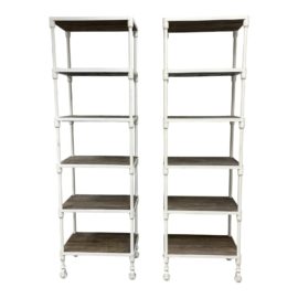 Restoration Hardware Dutch Industrial Narrow Single Shelvings, a Pair. Original Price: $3,460