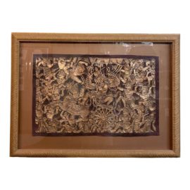 Vintage Angkor Wat Temple Rubbing, Custom Framed