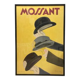 Vintage French 1930's Leonetto Cappiello Moussant Chapeau Hat Motif Custom Framed Poster