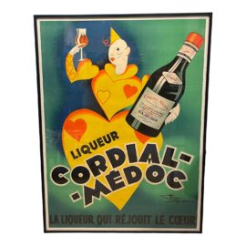 Vintage French Henri Le Monnier Art Deco Liqueur Cordial Médoc Custom Framed Print