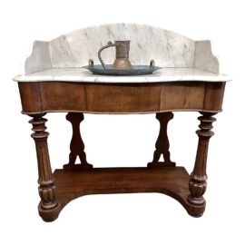 Early 20th Century Marble + Mahogany Wash Stand