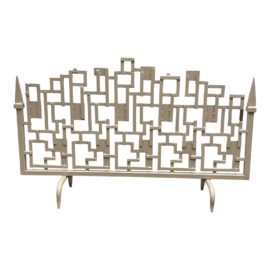 Custom Design Brutalist Style Beige Coated Metal Fire Screen