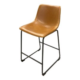 Walker Edison Faux Whiskey Brown Leather Counter Stool