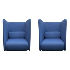 Pair of Bernhardt Furniture Code Privacy Wall Lounge Chairs. Original Price: $11,134