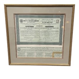 Custom Framed Authentic Vintage Russian Railroad Bond Certificate 1910