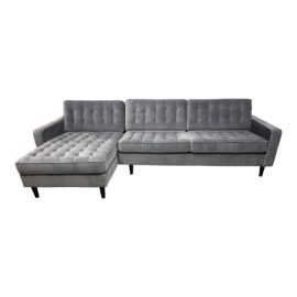 EQ3 Reverie Apartment Seoul Gray Velvet Sectional. Original Price: $4,399