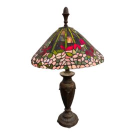 Tiffany Style Stained Glass Cone Shade Table Lamp